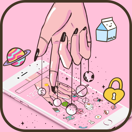 Pink Cartoon Finger Planets Theme🌠 icon