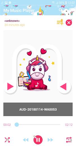 Unicorn Music Player : Unicorn Cute Player Theme screenshot 1