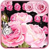 Pink Rose Butterfly Keyboard 10001006