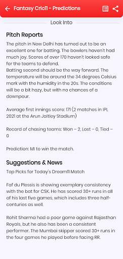 Fantasy Cricket Dream Team 11 Predictions & Tips screenshot 6