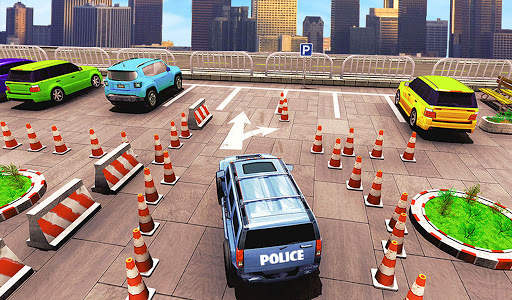 Simulator Parking Spooky Jeep Polis Baru Permainan screenshot 2
