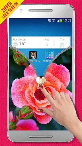 Pink Rose Zipper Lock Screen screenshot 4