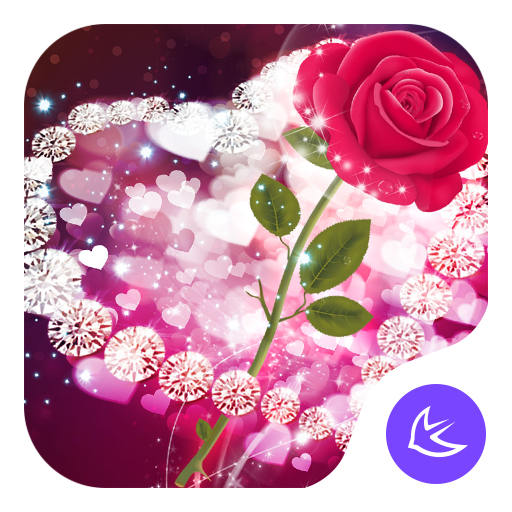 Shine Red Heart Rose Love--APUS Launcher theme icon