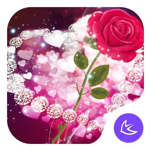 Shine Red Heart Rose Love--APUS Launcher theme 1063.0.1001