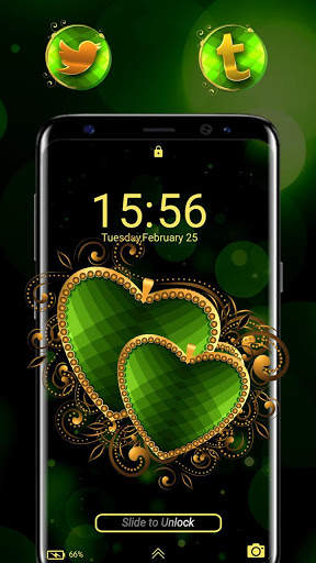 Golden Green Heart Launcher Theme screenshot 3
