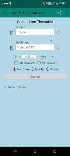 Mumbai Local Train Timetable скриншот 2