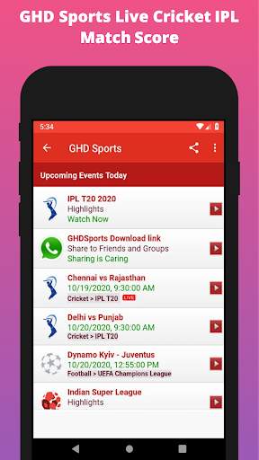 GHD sport Ipl 2020 Guide : live tv football  2020 screenshot 2