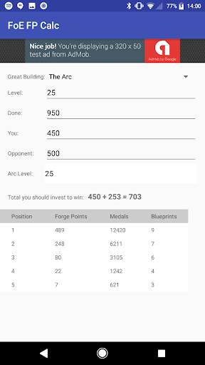 FoE FP Calculator screenshot 2