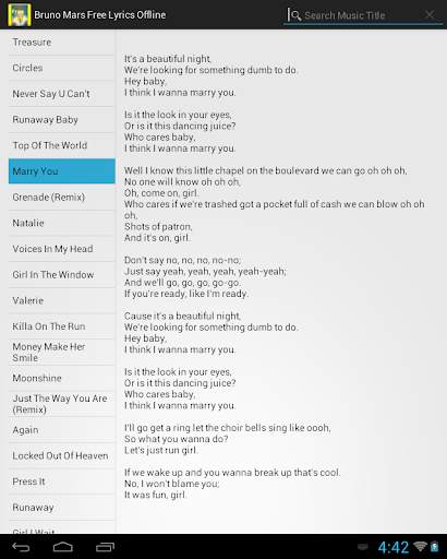 Bruno Mars Lyrics Free Offline screenshot 4