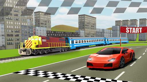 Train vs Car Racing - Professional Racing Game screenshot 1