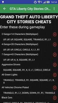 Cheats for GTA Liberty City 2 تصوير الشاشة