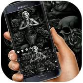 Black Rose Skeleton Lady Keyboard 10001008