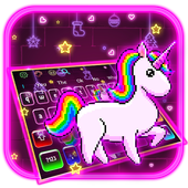 Neonkarikatur-Regenbogen-Einhorn-Tastatur icon