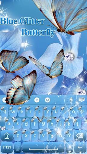 Blue Glitter Butterfly Keyboard Theme screenshot 4