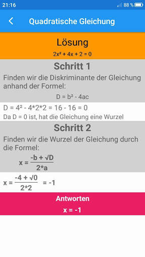 Quadratische Gleichungen screenshot 6