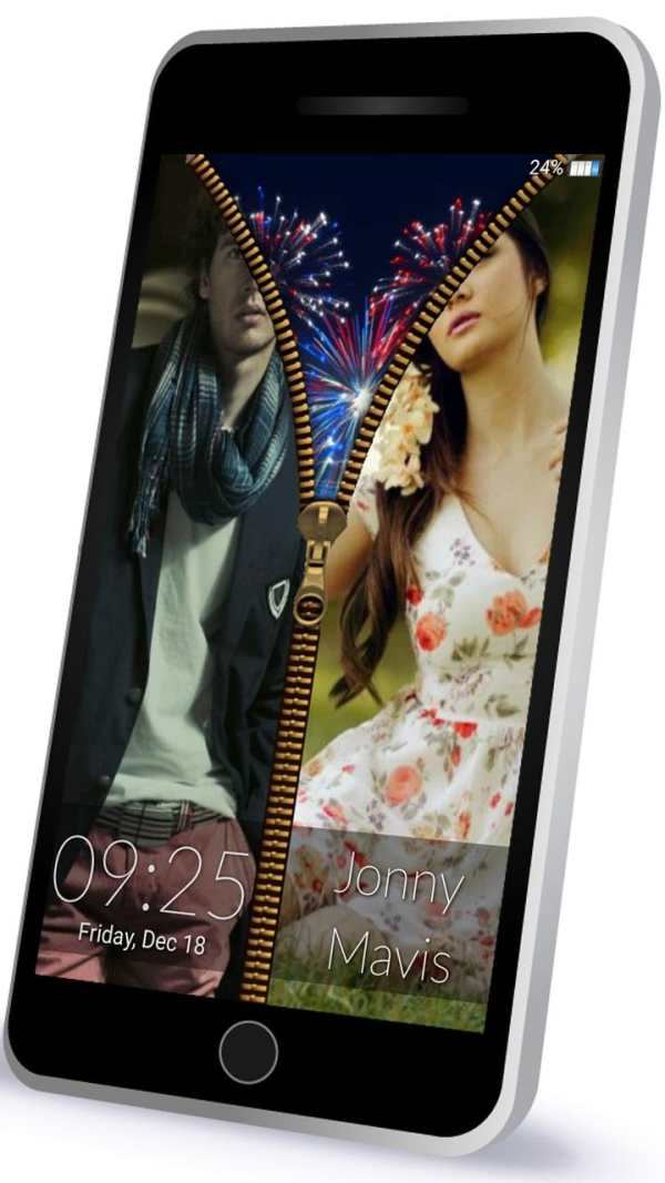 Couple Photo Zipper LockScreen screenshot 6