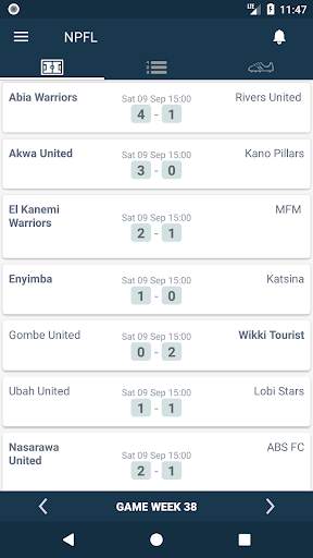 Results for Nigeria Premier League. Live scores screenshot 1