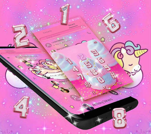 Pink Purple Unicorn Shiny Diamond Flower Theme screenshot 4