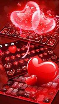Red Love Keyboard Theme 3 تصوير الشاشة