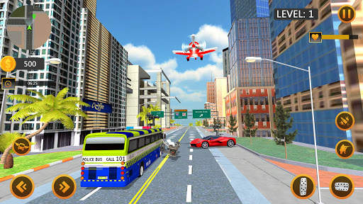 Flying police Bus Public Transport Game 2021 screenshot 7