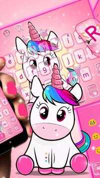 Cute Glowing Pink Unicorn Keyboard Theme screenshot 2