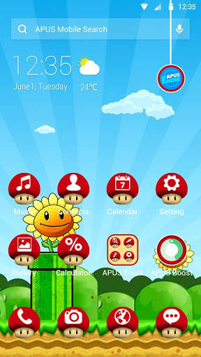 Cute Sunflower APUS Launcher theme screenshot 1