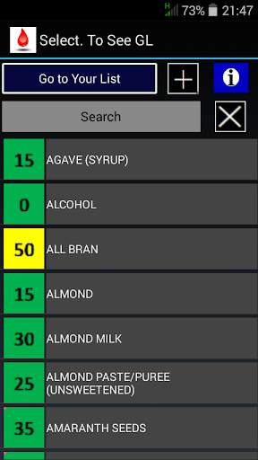 GI and glycemic load Lite screenshot 1