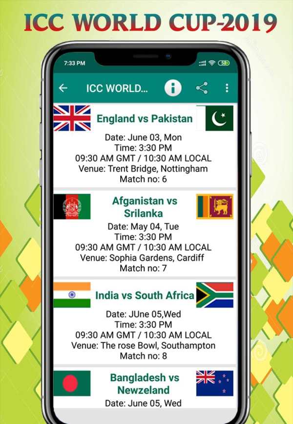 Cricket world cup 2019 (Schedule, Team) screenshot 7