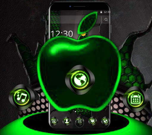 Green Neon Tech Apple Dark Theme screenshot 3