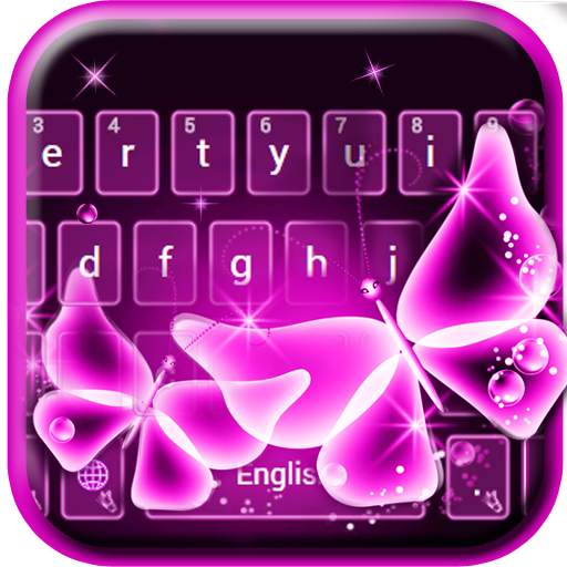 Pink Neon Butterfly Keyboard 10001005