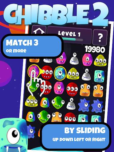 Chibble 2: Match3 Fun Jelly Aliens Puzzle Game screenshot 1