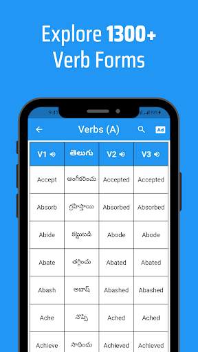 Verb Forms With Telugu Meaning screenshot 2