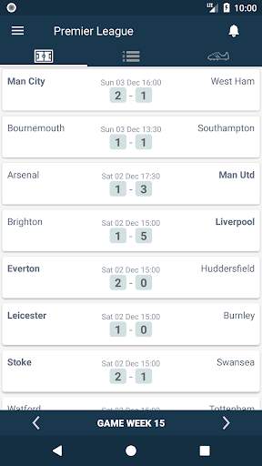 Scores for England Premier League Live Results screenshot 1
