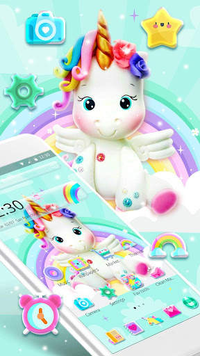 Cute Rainbow Unicorn Launcher Theme screenshot 1