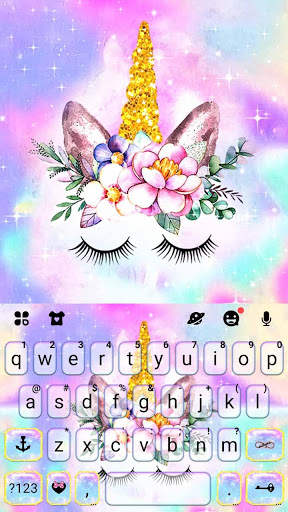 Galaxy Floral Unicorn Keyboard Theme screenshot 5