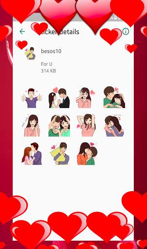 Besos Pegatinas de amor para WhatsApp-WAStickerApp screenshot 7