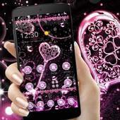 Pink Black Diamond Glitter Hearts Theme 1.1.3