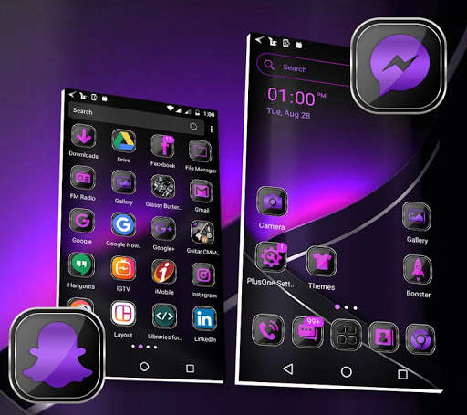 Purple Black Launcher Theme screenshot 1