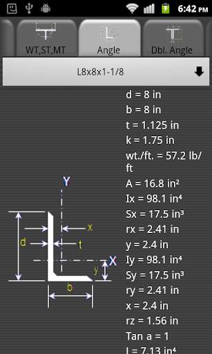 AISC Steel Tables screenshot 2