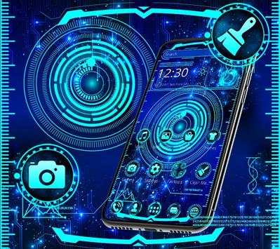 Blue Technology Neon Launcher Theme🌀 screenshot 1