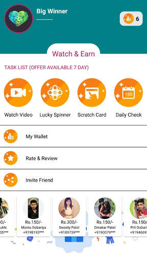 BigWinner : Lucky Spin, Video Offer screenshot 1