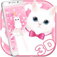 Pink kitty 3d live wallpaper theme logo