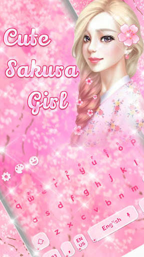sakura  Girl Keyboard Theme स्क्रीनशॉट 1