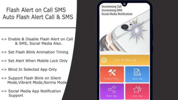 Flash on Call and SMS : Automatic flashlight 2019 screenshot 1