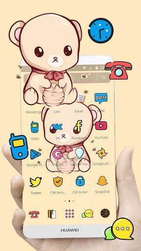 Yellow Cartoon Cute Bear Theme screenshot 2