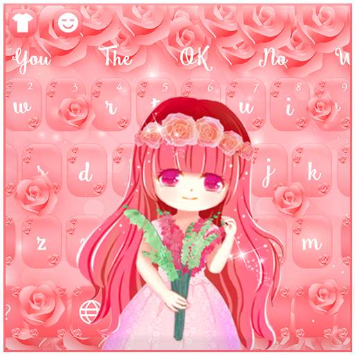 Pink Rose Cute Girl Keyboard 10001002