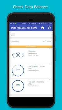 Data Manager for Jio :Check Jio Data Balance,Usage screenshot 1