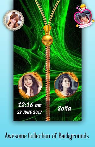 Neon Green Zipper Lock Screen screenshot 1