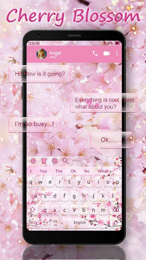 Beautiful Cherry Blossom SMS Keyboard Theme screenshot 2