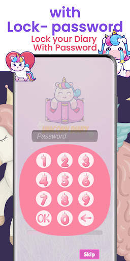 Unicorn Diary App Kawaii /Lock screenshot 3